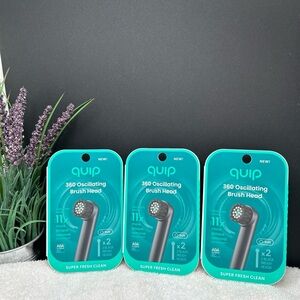 3 Packs Quip 360 Oscillating Electric Brush Head, Soft Head Refill, 2 Pack-Black
